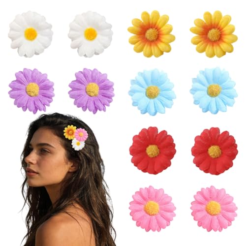 12 Pcs Daisy Hair Clips Womens Flower Vintage Hair Clips Barrette for Wedding Beach Party Headwear Accessories 6 Colors