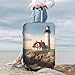 QSMBNET Travel Luggage Cover Lighthouse Backdrop Spandex Suitcase Protector Washable Baggage Covers Fashion Elastic Scratch-Resistant Luggage Cover Protector Fits 18-32 Inch Luggage