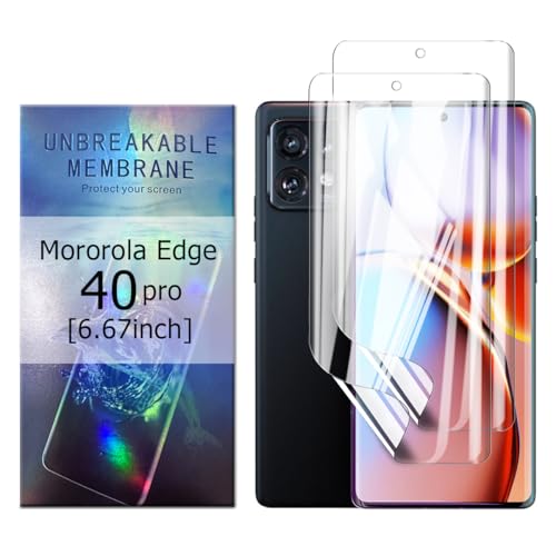Glcrrpu Protector de Pantalla para Motorola Edge 40 Pro,[2 Piezas] Película Protectora de Hidrogel para TPU Transparente Flexible HD,Antiarañazos,Fácil de instalar[NO vidrio templado]