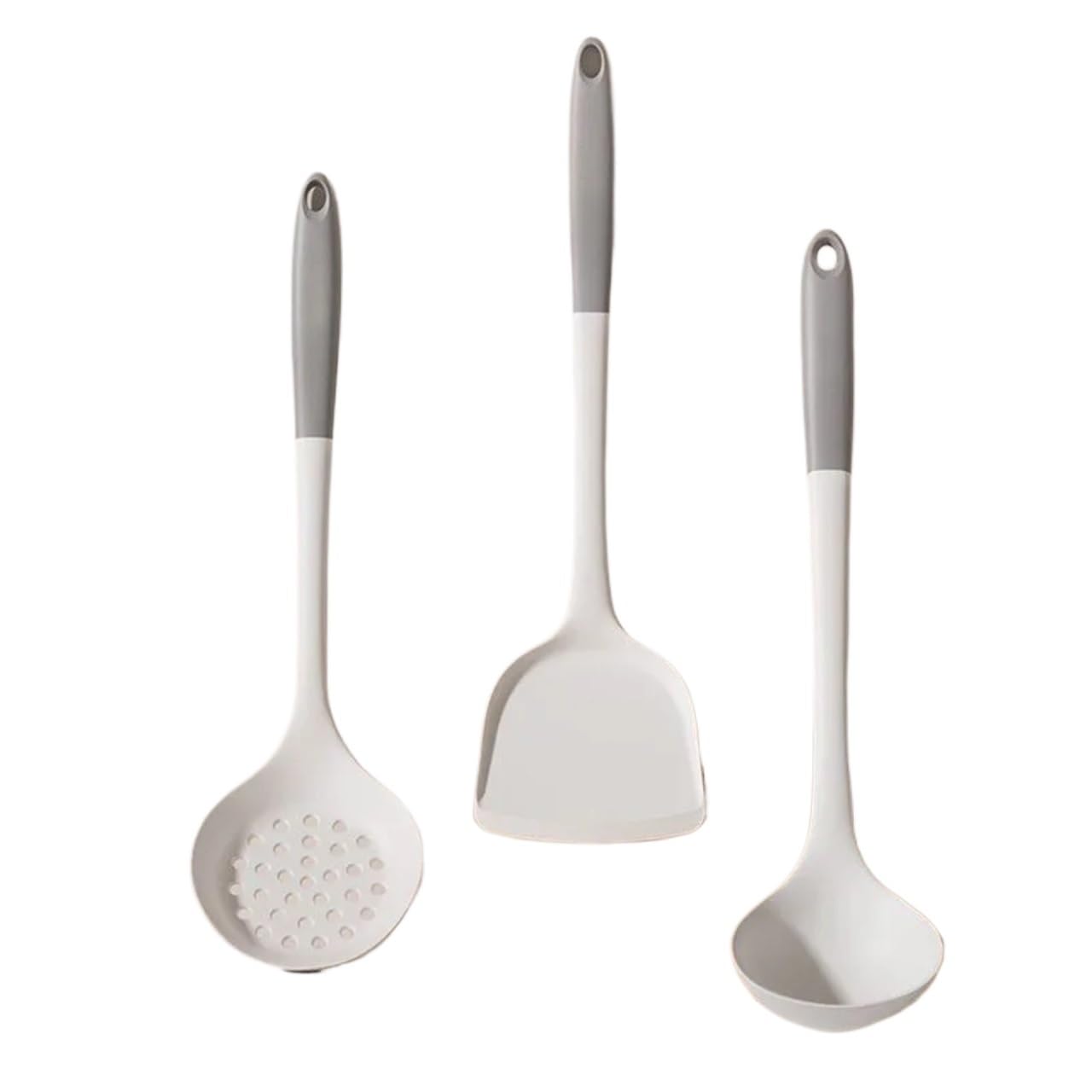 Silikon Küchenhelfer Set 1/2/3/4set Grau Weiß Silikon Spachtel Suppe Löffel Set Antihaft Pfanne Kochutensilien(MULTI)