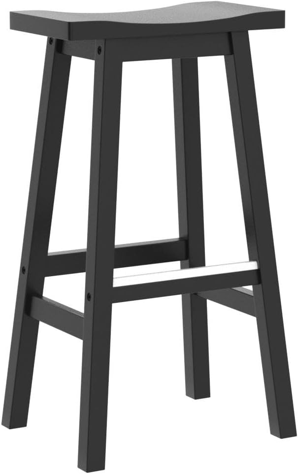 PayLessHere Bar Stools Set of 2, Saddle Stools 30 Inch Heigh, Bar Chairs Seat with Footrests and Industrial, Kitchen Counter Stools for Restaurant, Bistro Bar and Home Dining