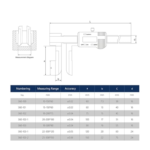 Calibrador digital para diámetros interiores largos 150mm/200mm/300mm miniatura 3