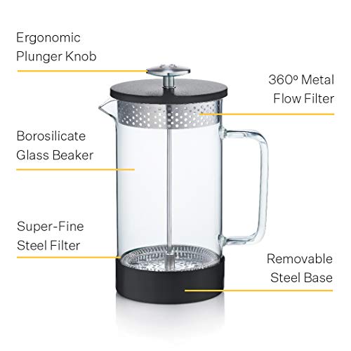 Barista & Co BC049-019 Cafetera, Vidrio Acero Inoxidable, Negro - Imagen 4