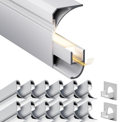 10 x Profilé Aluminium Corniche Led 2m (20m) Profilé Plinthe Led, Moulure Plafond led Canal Led et Diffuseur LED Convient pour l'installation de plinthes et d'angles supérieurs - 2000 x 36,4 x 60,2 mm