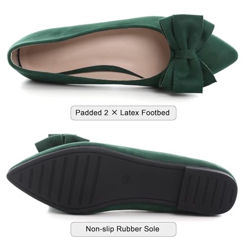 Image of SAILING LU Womens Bowknot Ballet Flats Pointy Toe Suede | Casual Flat Shoes, Dressy Wear to Work, Moccasins, Slip-Ons