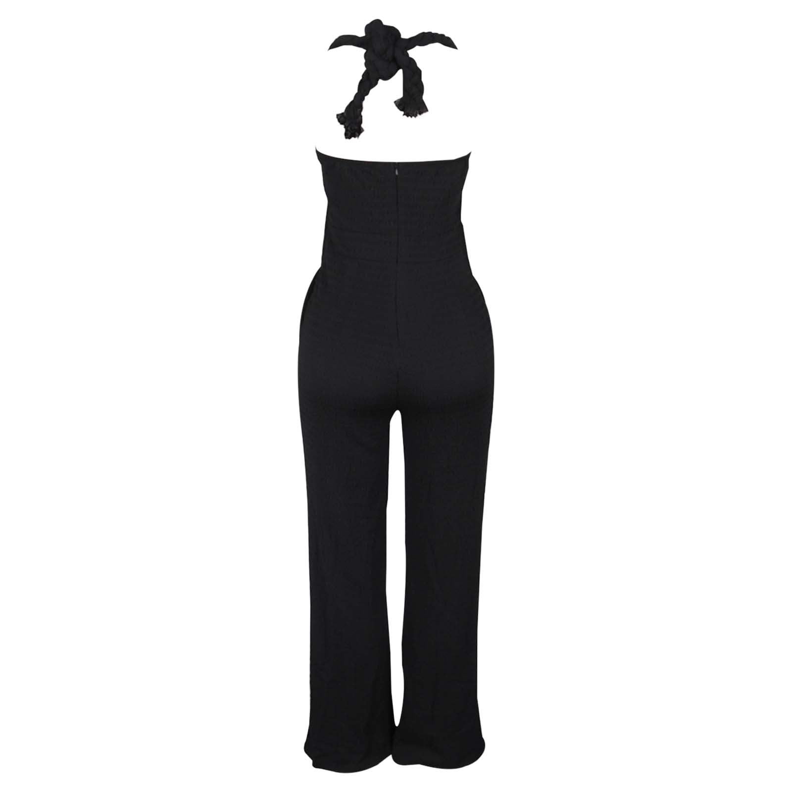 Jumpsuit Damen Sommer Lang, Overall Damen Elegant, Einfarbiges Ärmellos Playsuit Outfit Frauen Komplett, Romper Einteiler Kostüm, Hosenanzug Damen Festlich Moderne Kuschelig Damen Jumpsuit für Party