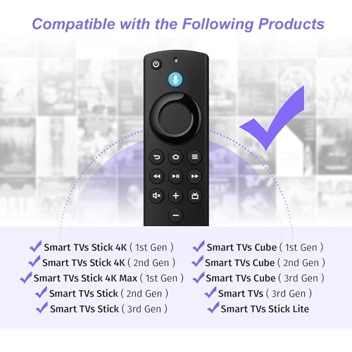 Image of Replacement Voice Remote for Fires Smart TV 3rd Gen, FireStick (2nd /3rd Gen /Lite /HD), TV Stick 4K (1st /2nd Gen /Max /Plus /Select), TV Cube (1st /2nd /3rd Gen), Insignia /TCL /Pioneer Smart TVs