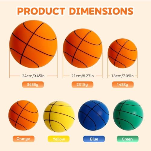 Xiangqianzou Silent Basketball,2026Upgrade Dribble Dream (24 cm/9,4 Zoll) Lautlose Basketball,hochdichter Schaumstoffball Für Das Training im Raum,Lightweight Training Ball