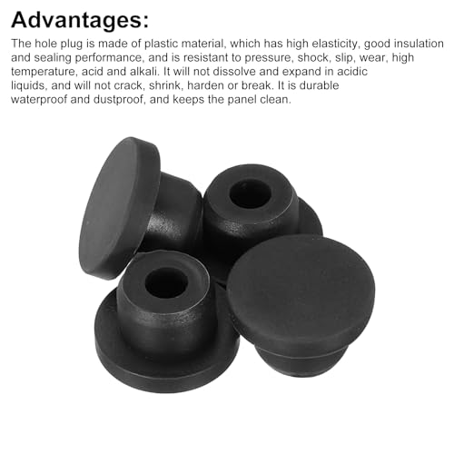 Image of MECCANIXITY 4pcs T-Shaped Silicone Plugs 16mm 5 /8 Inch Dia Snap in Plug Hole Seal Cover Round Rubber Stopper for Kitchen Rubber Bulkheads Waterproof Sealing Plugs Black
