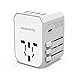 Travel Adapter, AKAMATE International Universal Power Wall Charger with 4 USB, 1 USB C, Smart IC, All in One Adapter for Europe, UK, US, AU, Asia and More