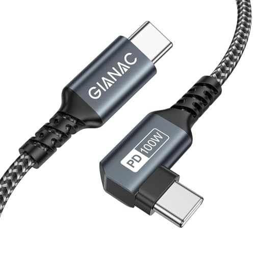 GIANAC 100W USB C auf USB C Kabel 2M,90 Grad Schnellladekabel USB C PD 5A USB Typ C Ladekabel mit E-Mark Chip f&uuml;r Macbook Pro;MacBook Air;iPad Pro;Samsung Galaxy;Huawei Google;lightning