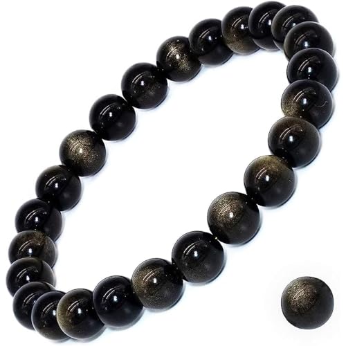 DAZCOLO Natural Gemstone Stretch Elastic Bracelet (Golden Obsidian)