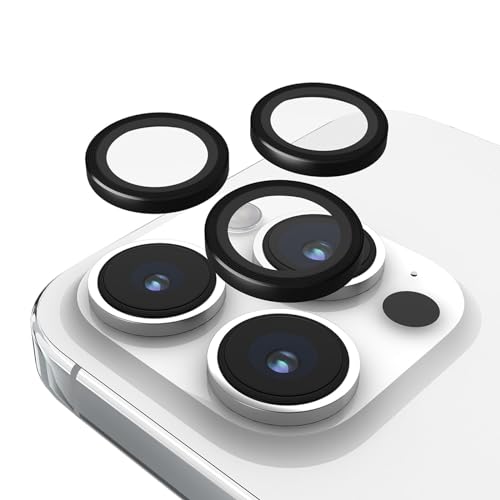 Case-Mate Camera Lens Protector w/Black Aluminum Rings for iPhone 15 Pro Max/iPhone 15 Pro - Double Tempered Glass - Anti-Scratch Tech - Ultra HD View w/Night Shooting, Case Friendly, Easy Install