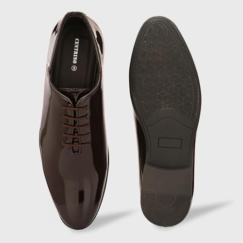 Image of Centrino Men's Glossy Formal Shoes |Lace-Up Design with Cushioned Insole for Comfort | Comfort, Style and Durability for Professional or Formal Wear |Craftsmanship for All-Day Elegance (9750)
