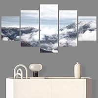 SIGNWIN 5 Panel Canvas Wall Art Foggy Mountains for Home Decorations Ready to Hang - 60