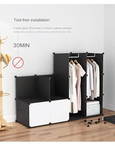Image of Kids Plastic Collapsible Wardrobe Organizer for Storage | Cute Cartoon Design | Heavy Duty Cloth Organizer for Storage | Easy to Assemble | Perfect for Kids Room & Home (Black-HL)