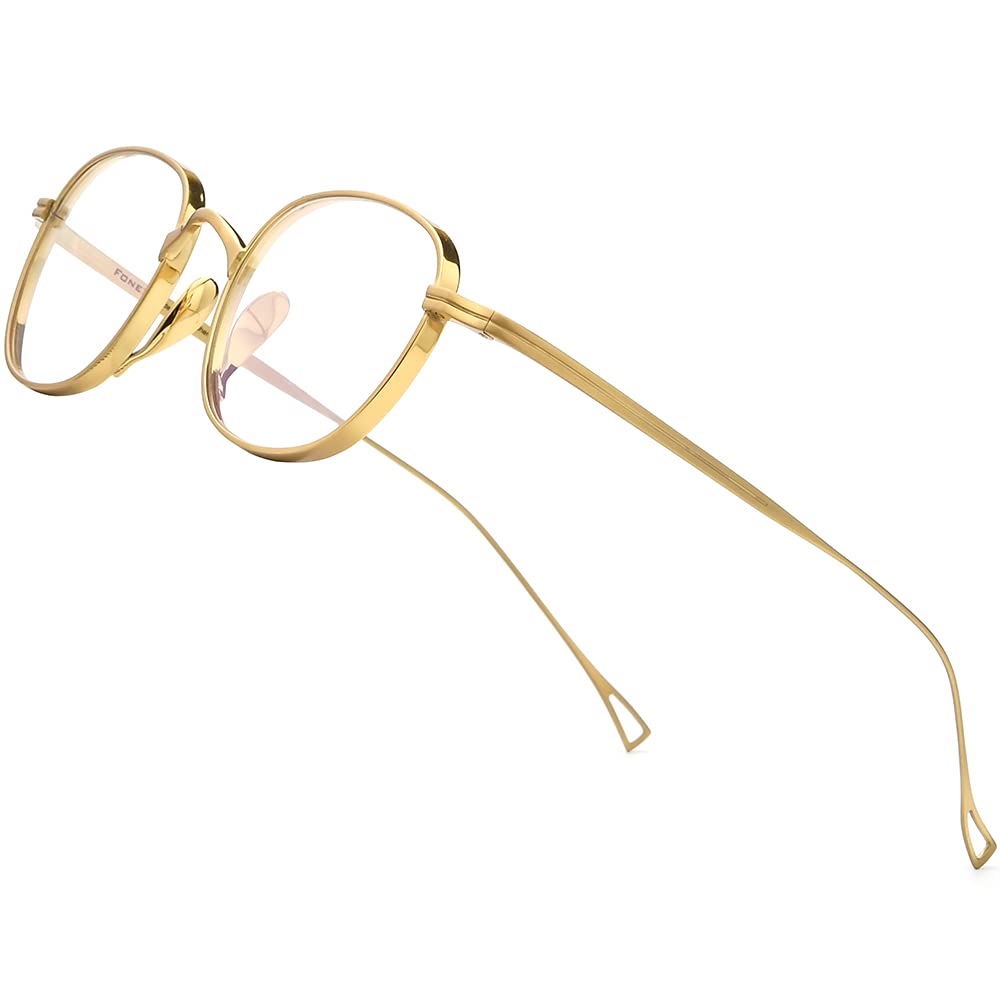 FONEX Titanium Glasses Frame, Women Vintage Retro Round Myopia Optical Eyeglasses Frames