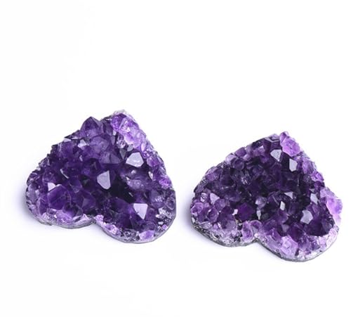 Améthyste cluster en cœur de 6-7cm, géode naturelle de cristal pour la décoration de maison