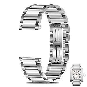 Stainless Steel Watch Band For Cartier-TANK series 15mm 20mm Butterfly Clasp Strap Loop Wrist Belt Bracelet Hidden Clasp