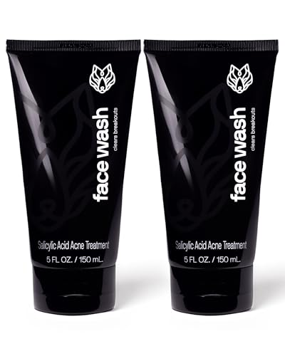 Black Wolf Men’s Charcoal Powder Face Wash - 5 Fl Oz, 2 Pack - Facial Cleanser Removes Unwanted...