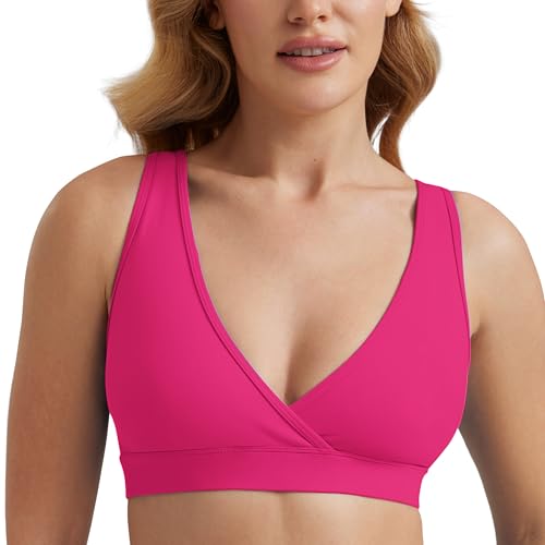 Image of CRZ YOGA Maternity V Neck Nursing Bras | Butterluxe, Doubled Lined, Light Support, Non Padded, Yoga, Extremely Soft, U Back, Wide Straps, Pregnancy and Postpartum