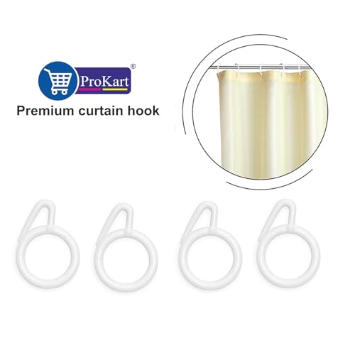 Image of ProKart Premium Plastic Curtain Rings Hook for Windows Curtains, Door Curtains, Bathroom Curtains and Other Multipurpose Usage 1.5 Inch Inner Diameter (White, 25)