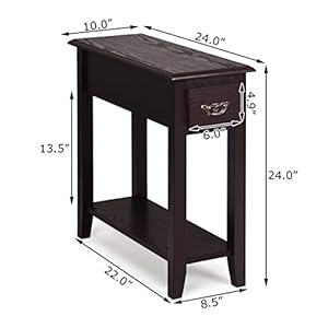 Tangkula Narrow End Table, Slim Side Table with Drawer and Open Shelf, Small End Tables for Small Spaces, Narrow Nightstand Bedside Table for Living Room Bedroom, 9.8 x 23.6 x 23.6 Inches (1, Coffee) Tangkula Narrow End Table Slim Side Table with Drawer and Open Shelf Small End Tables for Small Spaces Narrow Nightstand Bedside Table for Living Room Bedroom 98 x 236 x 236 Inches 1 Coffee
