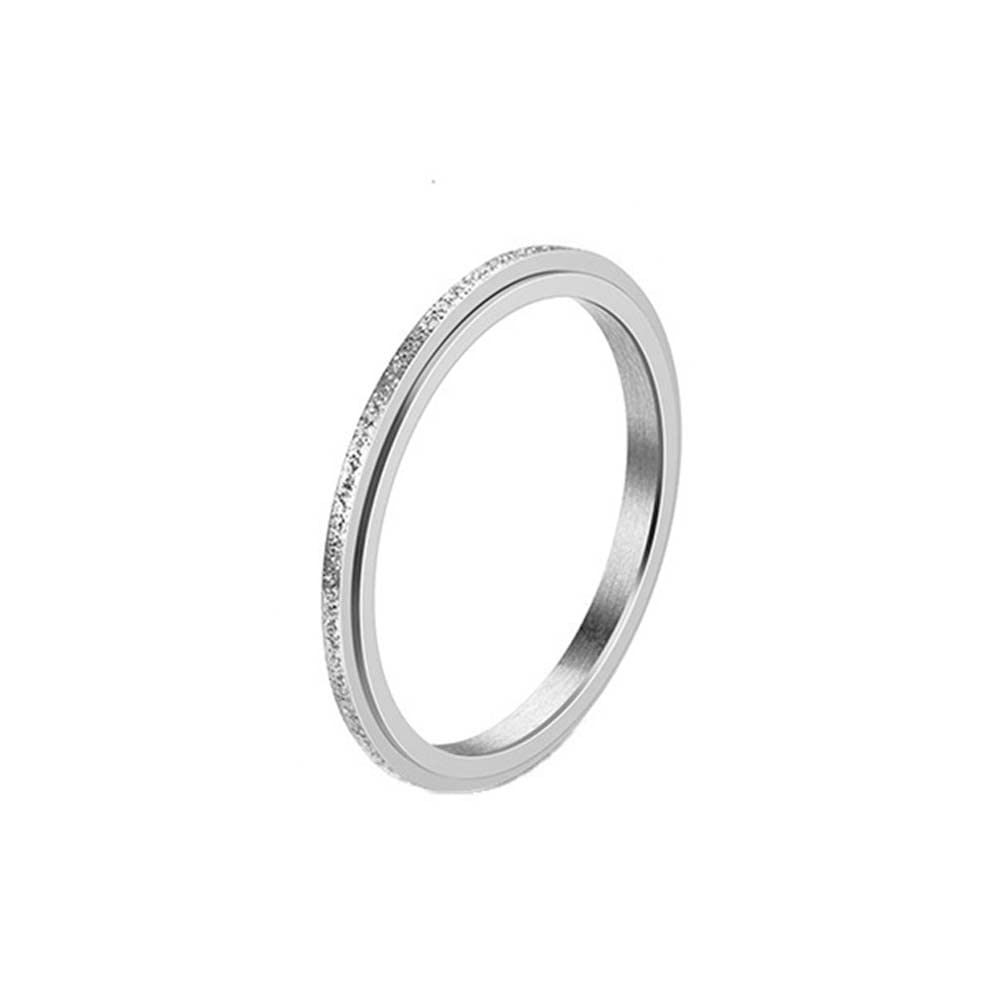 PAURO Women's Men's 2mm/4mm/6mm/8mm Sandblast Finish Lucky Worry Ring Band