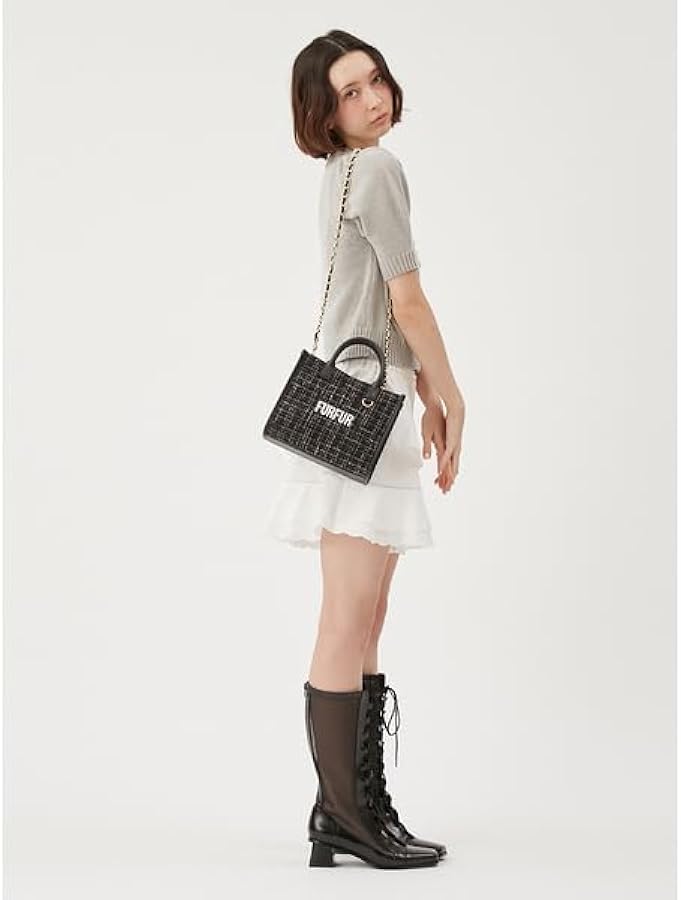 Amazon | [ファーファー] ツイードロゴトートバッグ RWGB251514