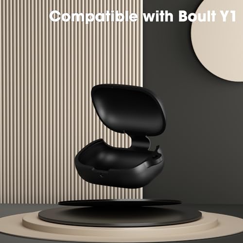 Image of Sounce Earphone Case Cover Compatible for Boult Audio Z20, Soft Silicone Skin Case Cover Shock-Absorbing Protective Case with Keychain [Front LED Visible] - Black