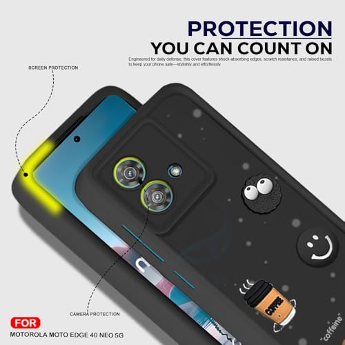 Image of AESTMO Back Case Cover for Moto Edge 40 Neo 5G Cover | Cute Fun Cartoon 3D Ball | Coffee Silicone Case | Full Body Protection | Camera Protection Back Cover for Moto Edge 40 Neo 5G (Black)