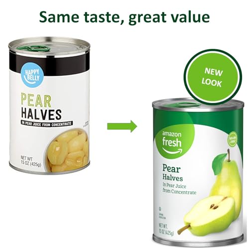 Amazon Fresh Brand, Canned Pear Halves in Pear Juice from Concentrate, 15 Oz (Previously Happy Belly, Packaging May Vary) (Pack of 4) - image 3