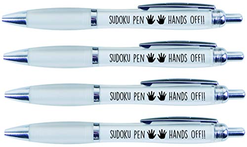 printedproducts SUDOKU PEN MANOS OFRECIDO, 4 bolígrafos impresos para hacer tu rompecabezas SUDOKU