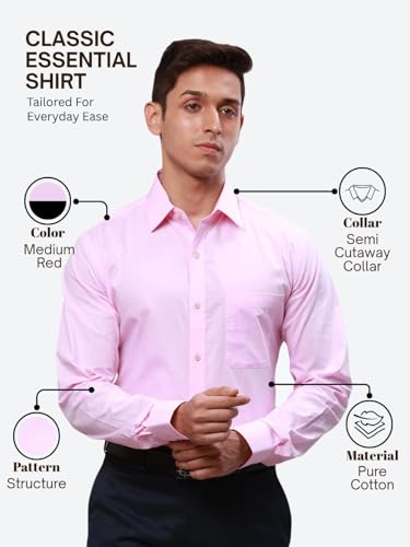Image of Raymond Men's Pure Cotton Structure Pattern Slim Fit Semi Cutaway Collar Full Sleeve Formal Shirt