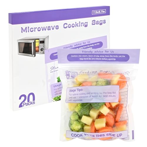20Pcs Microwave Steamer Bag - Steam Cooking Bag Steam Food Storage Bags Microwave Steam Bags for Food Vegetables Potatoes and Meat Microwave and Freezer Safe 7.9in X 8.9in
