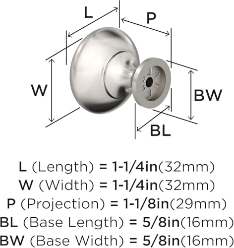 Image of Amerock 1-1 /4 inch Round Edona Polished Nickel Cabinet Knob