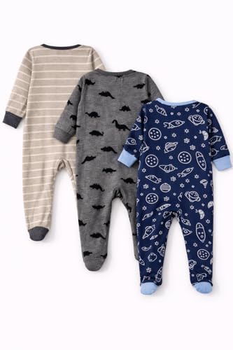 Image of TuddyBuddy 100% Organic Cotton Multi Color Sleepsuit /Onesie /Footed Romper for Baby Boy & Baby Girl