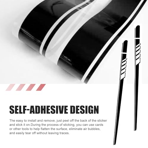 Image of 2PCS Car Side Body Decals, 4.52 inch x 88.58 inch Car Side Skirt Long Stripes Decals, Waterproof Personalized Stripe Stickers, Auto Stickers Accessories, Creative Door Decoration Stripe (Black)