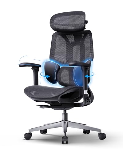 Image of Hbada E3 Air 2026 Ergonomic Office Chair, 3-Zone Lumbar Support, Comfy Home Office Chair with Auto Recline, 4D Headrest & Armrests, 140 Tilt for Work & Relax, Black