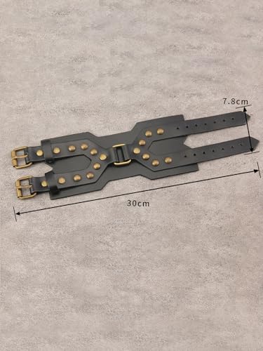 GelConnie Leather Cuff Bracelet Punk Braided Bracelets Rock Leather Wristbands Faux Mens Leather Bracelet Gothic Viking Bangle Adjustable Wrap Bracelet for Women, Men