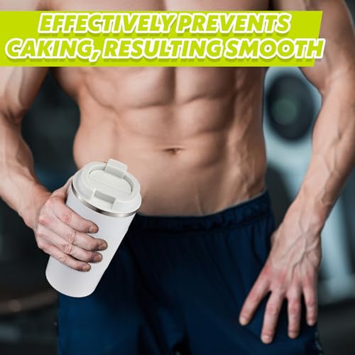 Image of Maxdot 2 Pcs 17 oz Stainless Steel Shaker Cup with Mixing Ball Insulated Metal Blender Tumbler Water Bottle for Protein Mixes Shakes Gym Workout Coffee Drink (White)