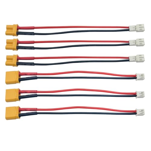 3Pairs XT30 to 2-PIN JST PH2.0 Male Female Adapter Conversion Cable 22AWG 10cm for Axial SCX...