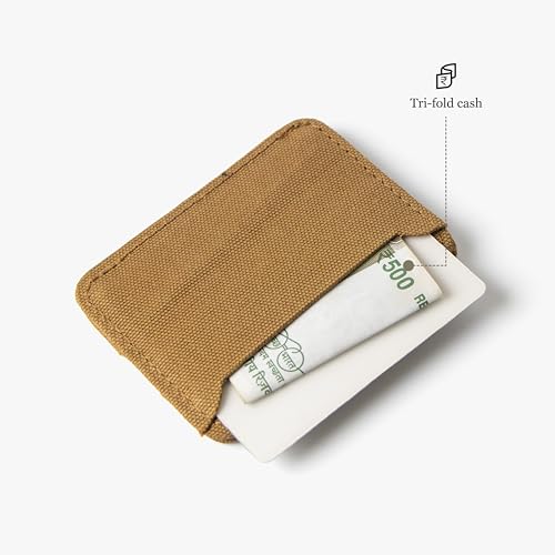 Image of Bellblock Canvas Card Holder for Men /Women | Slim Handcrafted Mens Card Wallet | Upto 5 Cards & Folded Cash | Cotton Canvas | Mustard (Pack of 1)