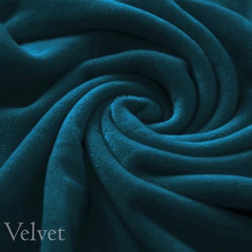 Image of HOKIPO 200 GSM Premium Velvet Sofa Cover 1 Seater Fully Covered, Peacock Blue (NEW-AR-4736-PBLU)