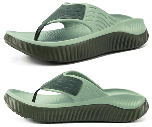 Image of KuaiLu Recovery Flip Flops for Women Sport Thong Sandals | Comfortable Arch Support Cushion Summer Beach Slides Reduces Stress on Feet Joints & Back Post-Exercise