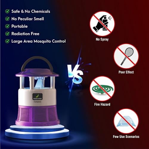 Freshwind Fusion Mosquito Trap Machine Eco Friendly Electronic LED, Anti Insect Killer Trap Lamp, Theory Screen Protector Home And Outdoor Bug Zapper Machine (Delux),Multicolor