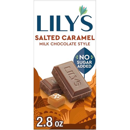 LILY'S Salted Caramel Flavored Milk Chocolate Style No Sugar Added, Sweets Bar, 2.8 oz