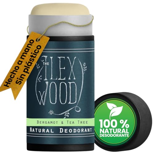The Ilex Wood - Desodorante natural de bergamota y árbol de té - 70 ml. Desodorante natural en tubo de cartón ecológico, vegano, sin plástico, sin alcohol, sin toxinas