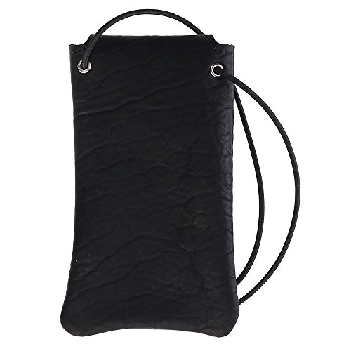 Image of Boston Leather Textured Bison Leather Eyeglass Case with Neck String