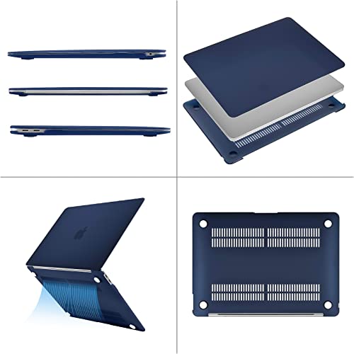 Image of MOSISO Compatible with MacBook Air 13 inch Case 2022 2021 2020 2019 2018 Release A2337 M1 A2179 A1932 Touch ID, Plastic Hard Shell Cover Compatible with MacBook Air 13.3 inch Case, Navy Blue